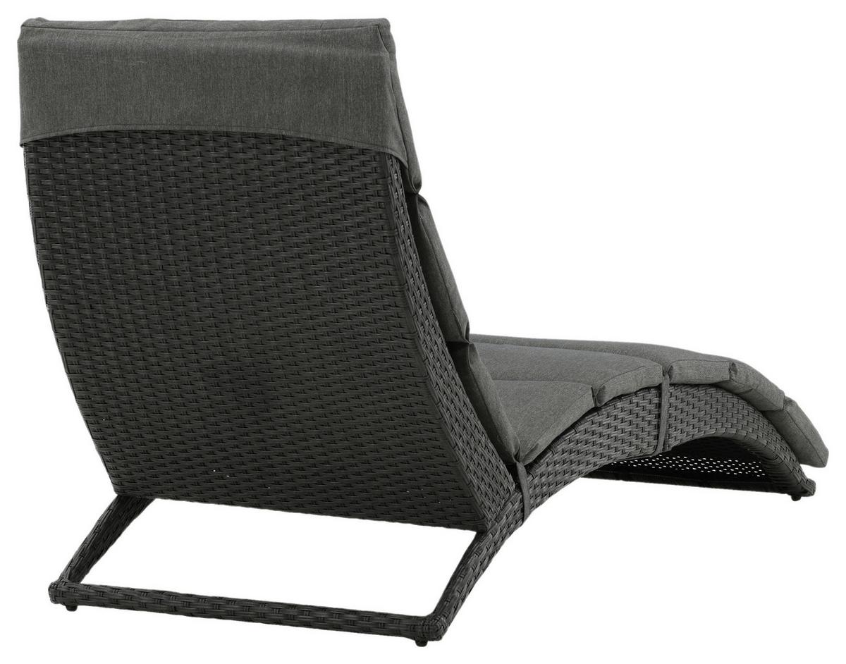 Sonnenliege Archie ca. 64x84x158 cm Schwarz - Schwarz, KONVENTIONELL, Kunststoff (64/84/158cm) - Gardenson
