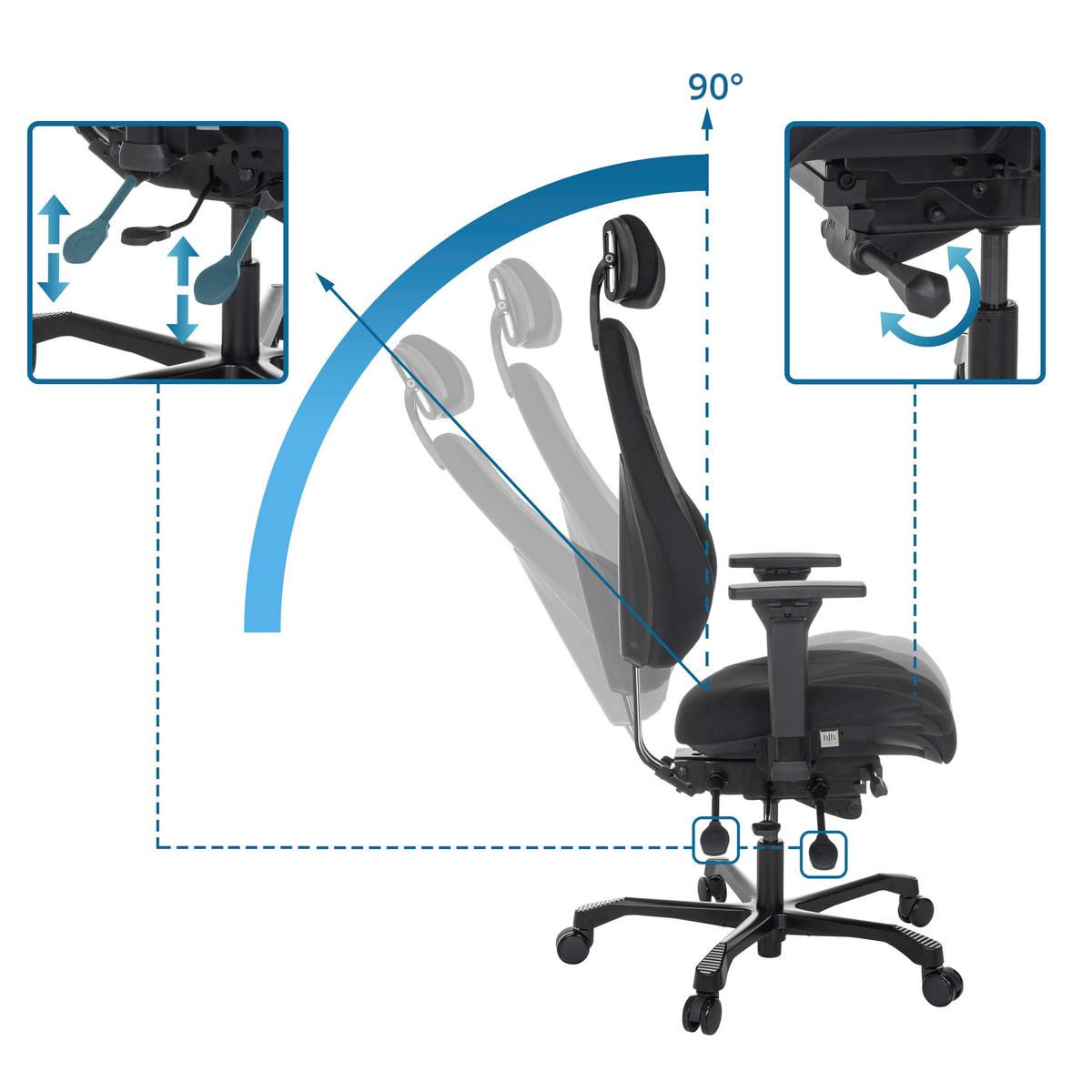 Drehstuhl 24 Hours Basic Schwarz - Schwarz, MODERN, Kunststoff/Textil (68/109 - 151/70cm) - MID.YOU