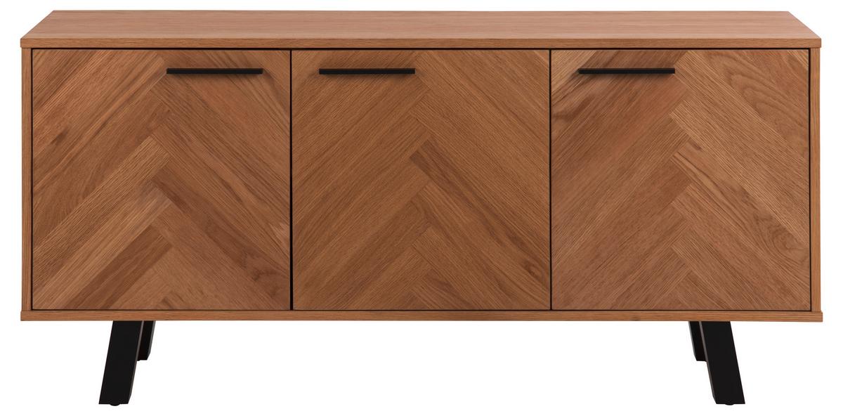 Tálalószekrény Brighton - fekete/natúr, faalapú anyag/fém (150/71/40cm)