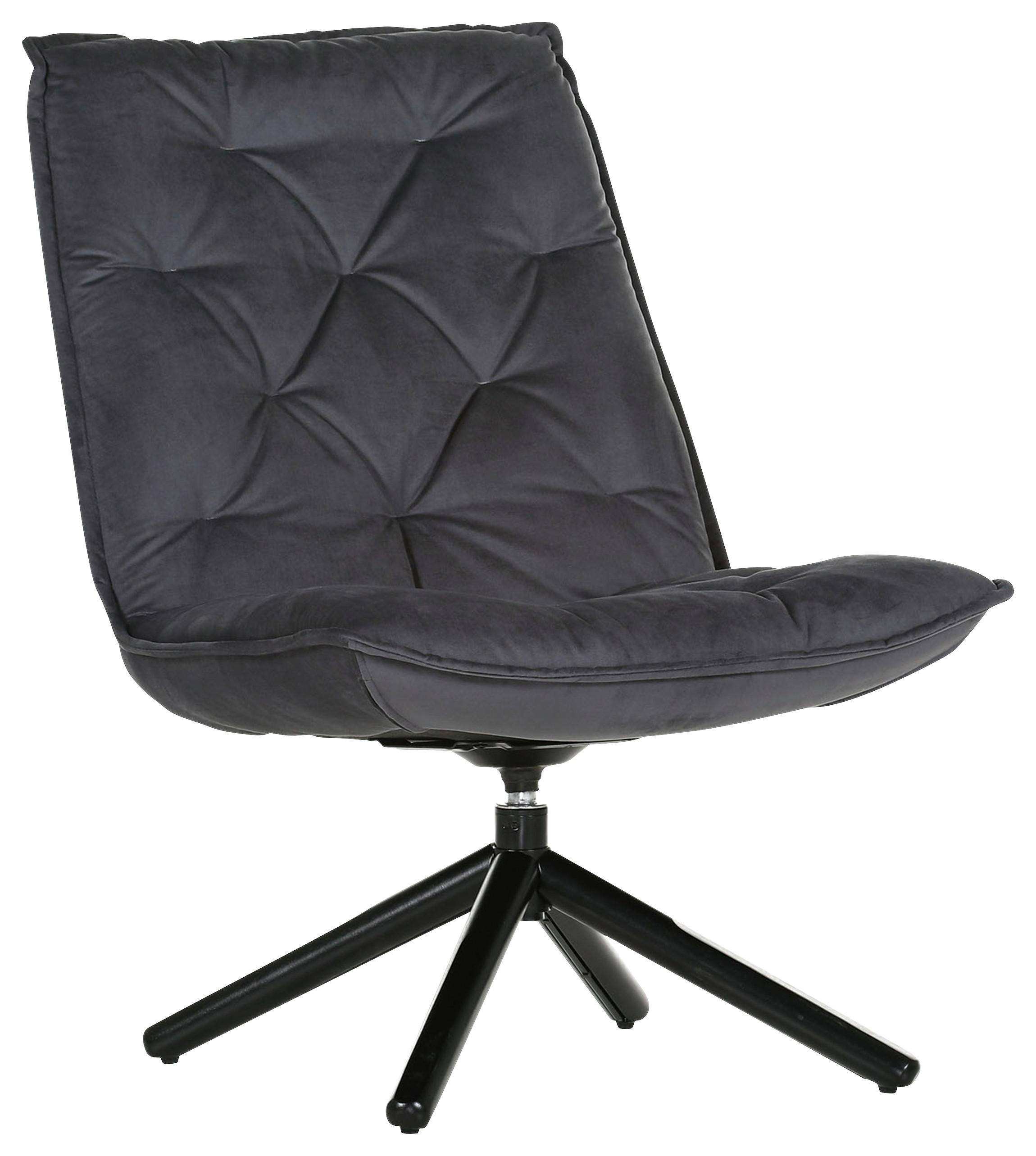 Fotelj Chill, Siva, Vrtljiv - siva/črna, Moderno, kovina/tekstil (70/96/80cm) - Modern Living