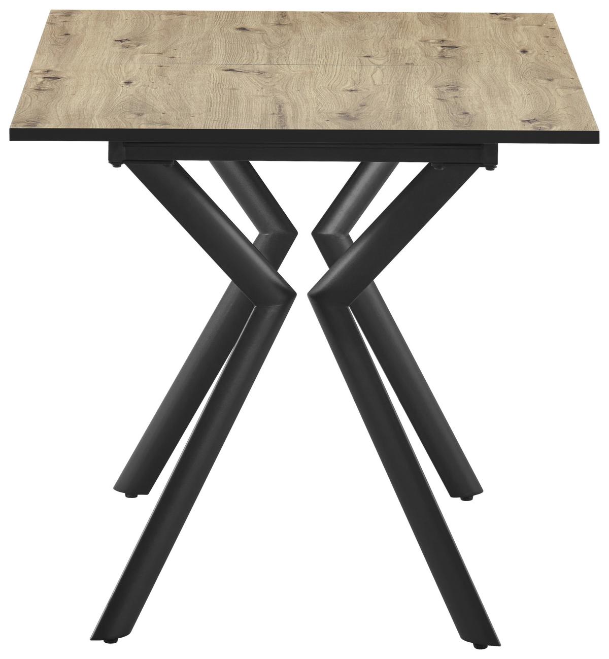 Raztegljiva Jedilna Miza Marcel, 120-160x80 - črna/barve hrasta, Moderno, kovina/leseni material (120-160/76/80cm)