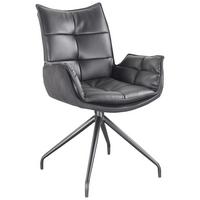 Naslanjač Malin, Črna, Umetno Usnje, Vrtljiv - črna, Moderno, kovina/tekstil (61/92/66cm)