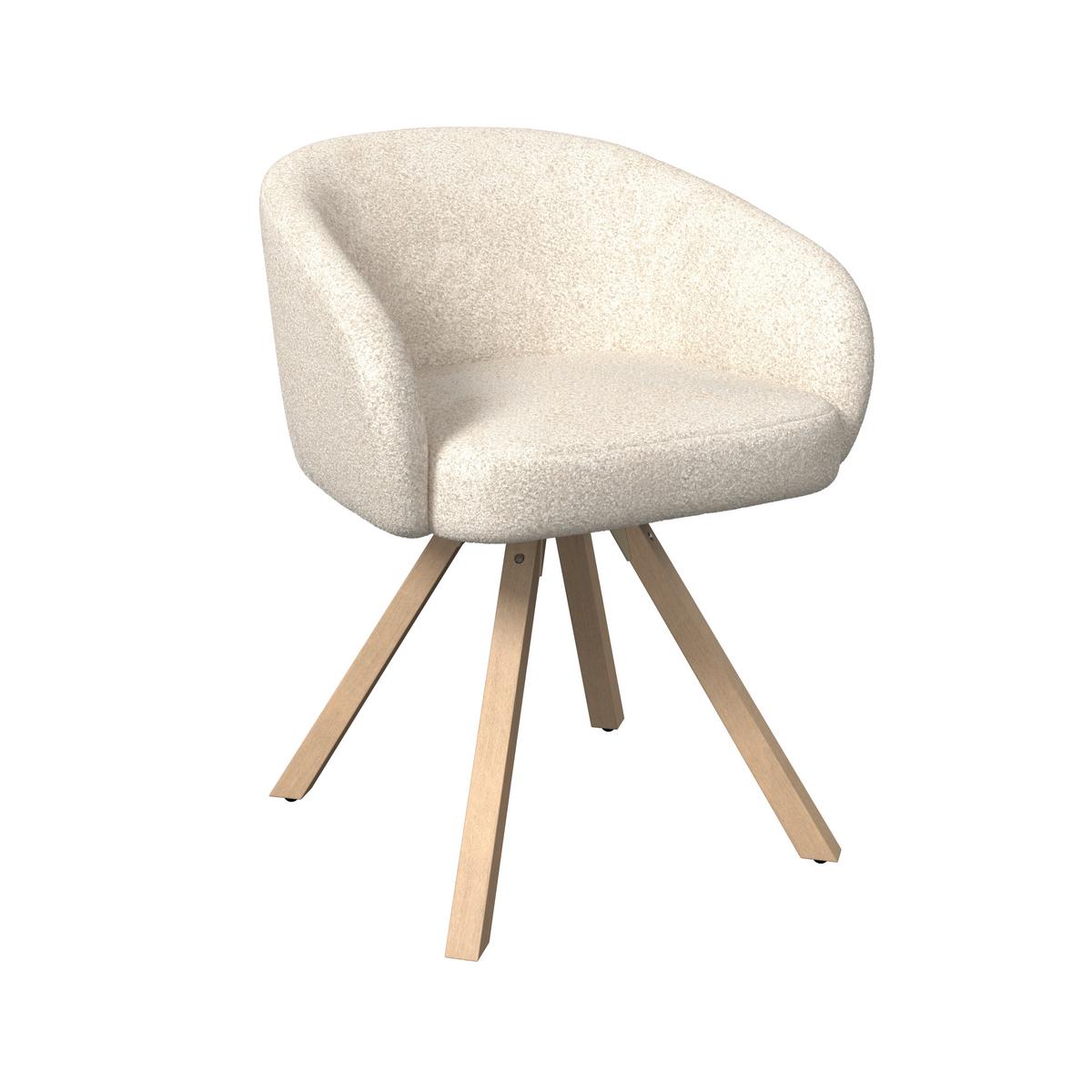 Armlehnstuhl Naya Creme Chenille Drehbar Gepolstert - Buchefarben/Creme, MODERN, Holz/Textil (62/65/81cm) - Bessagi Home