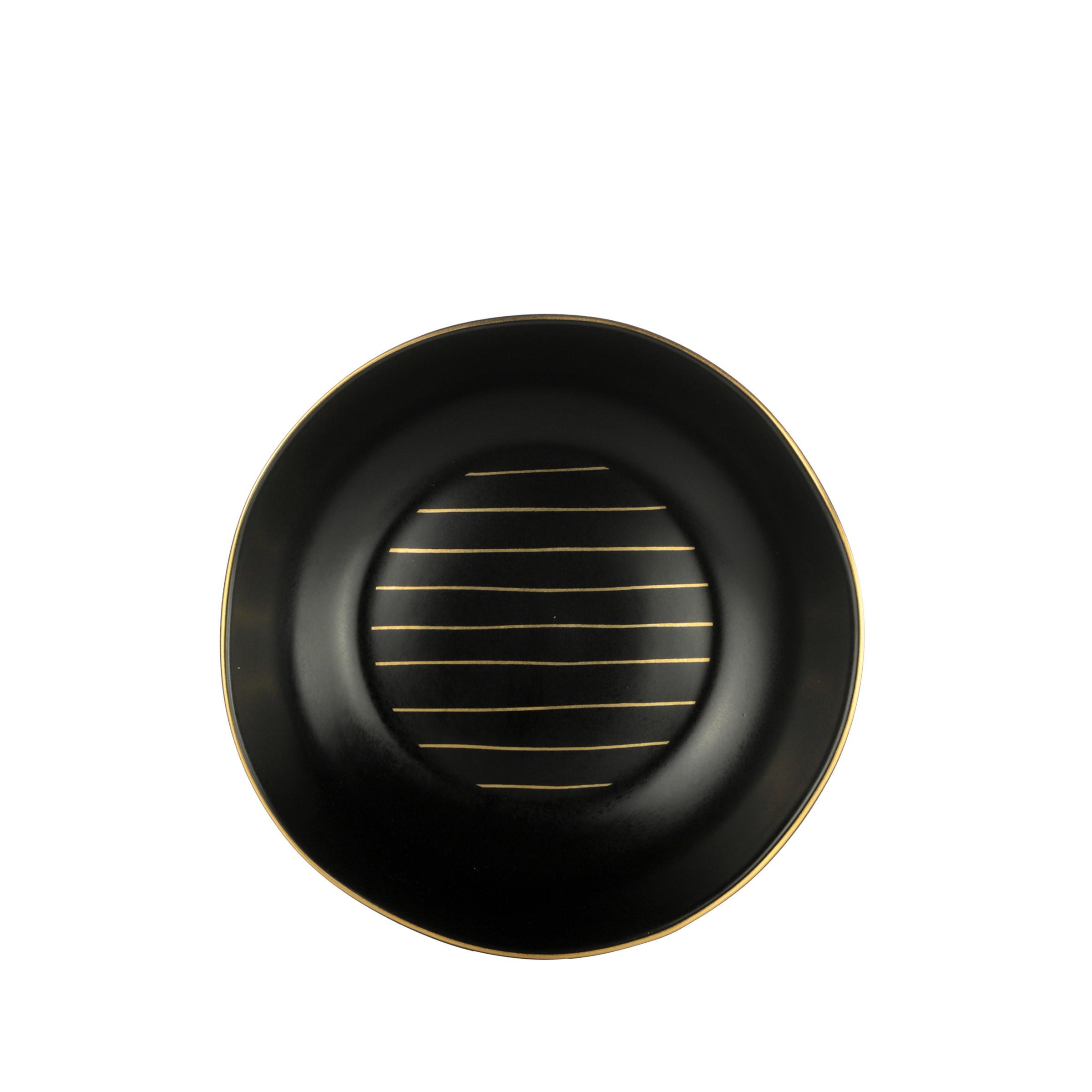 Globoki Krožnik Onix - zlate barve/črna, Moderno, keramika (20,5cm) - Premium Living