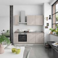 Küchenblock Riva Low m. Geräten Grau - Schieferfarben/Edelstahlfarben, MODERN, Holzwerkstoff/Metall (210cm) - Nobilia