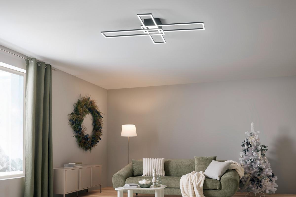 LAMPA SUFITOWA LED FILM - czarny/opal, Modern, metal (99/60/11,5cm) - Mömax