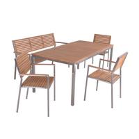 Gartentischgruppe Denver ca. 190x280 cm Teakholz - Silberfarben/Braun, Basics, Holz/Kunststoff (190/75/280cm) - Gardenson