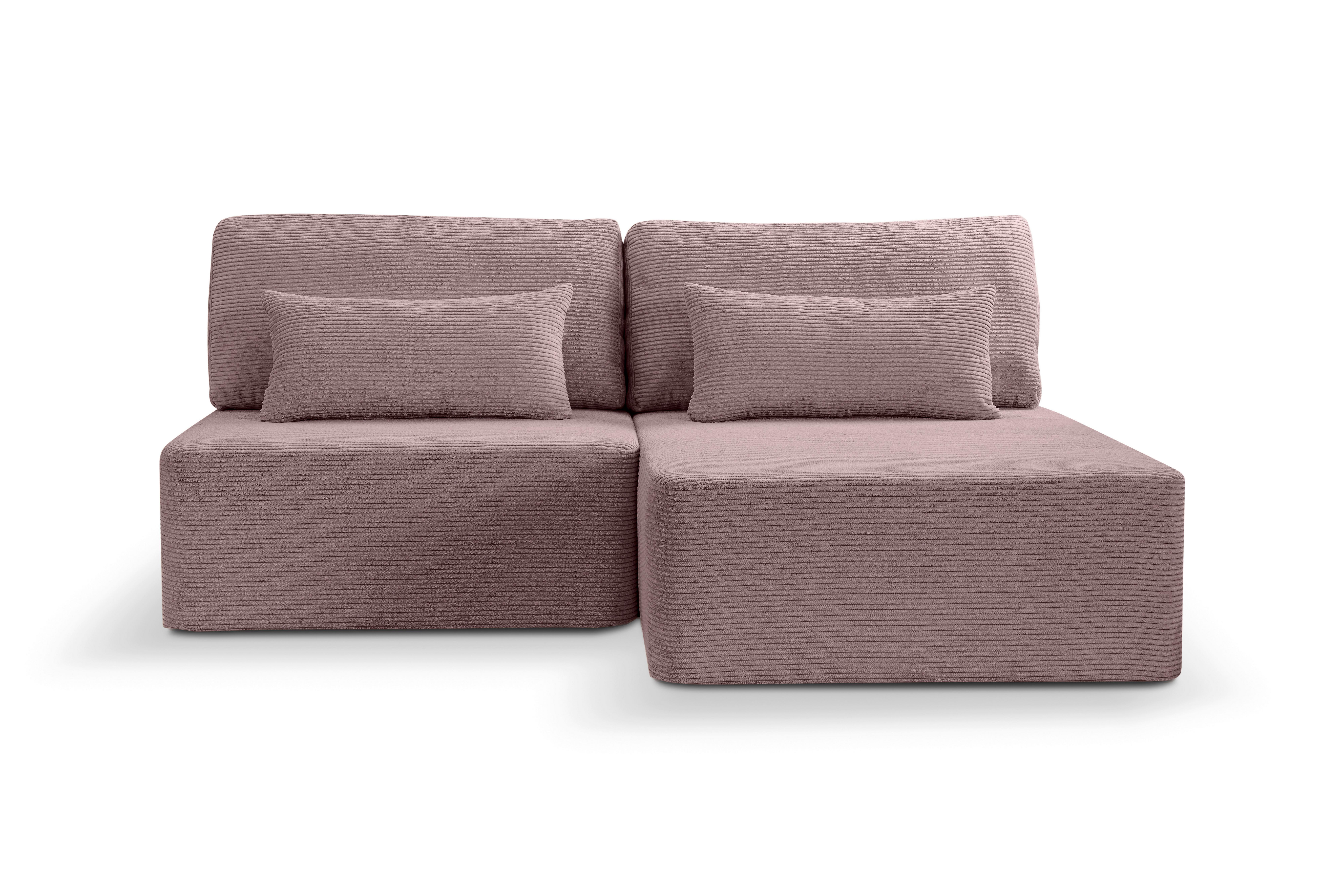 Ecksofa Amsterix Altrosa Schlaffunktion - Altrosa/Schwarz, Basics, Holz/Kunststoff (213/158cm) - MID.YOU