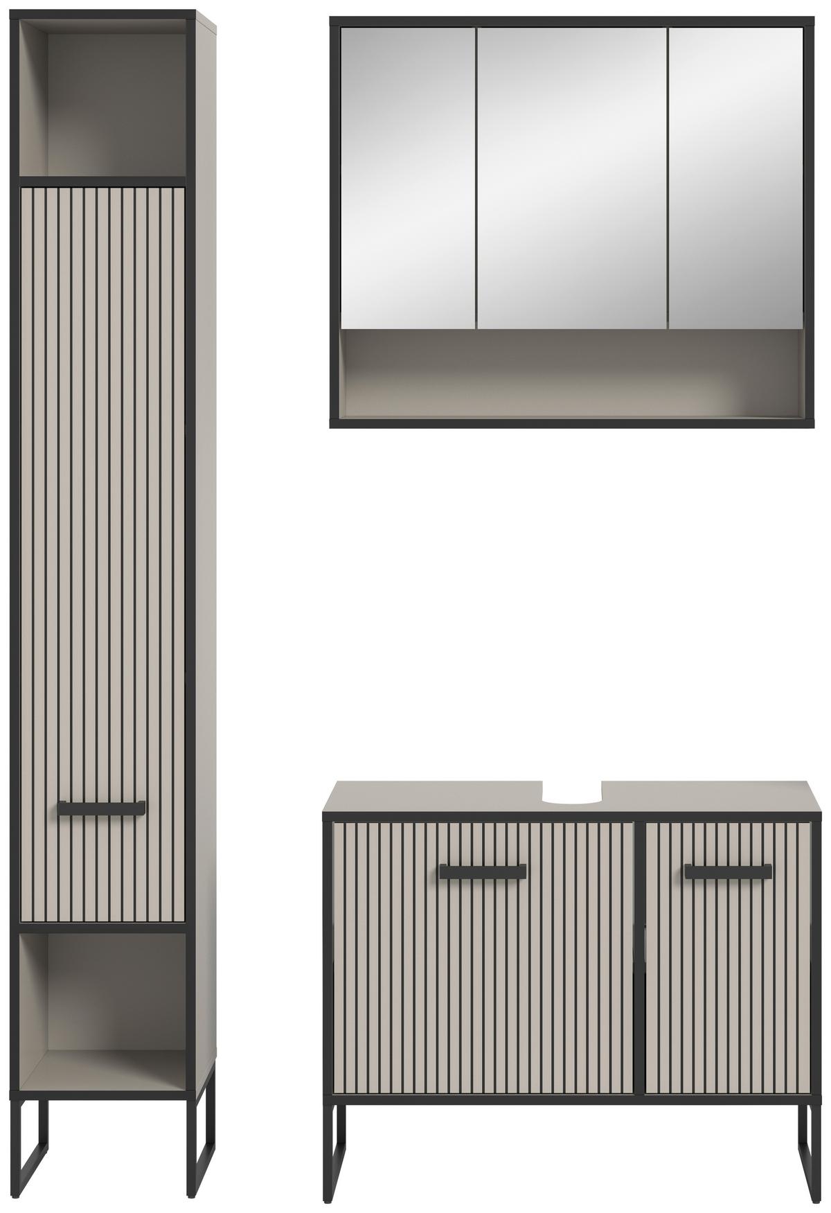 Badezimmer BAGNO 3-teilig ca.110cm Kaschmir - Kaschmir/Schwarz, MODERN, Holzwerkstoff/Metall (110cm) - MID.YOU