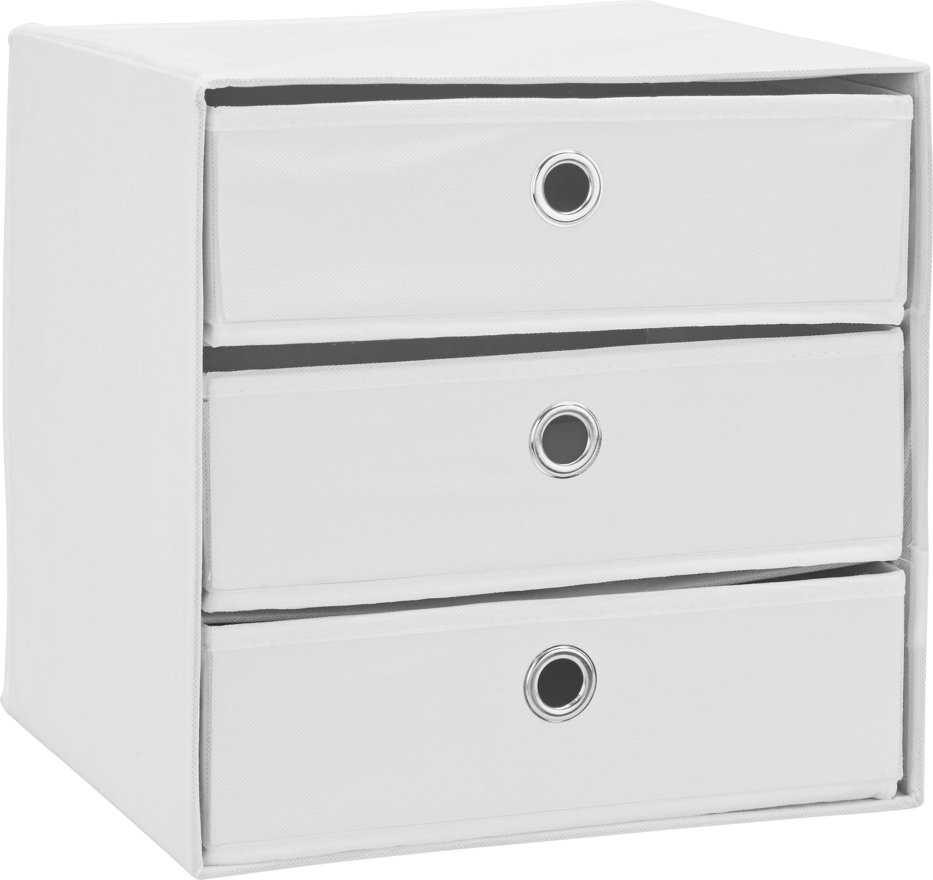 MINIBYRÅ MONA 3 -SB- - vit, Modern, metall/textil (32/31,5/32cm) - Mömax