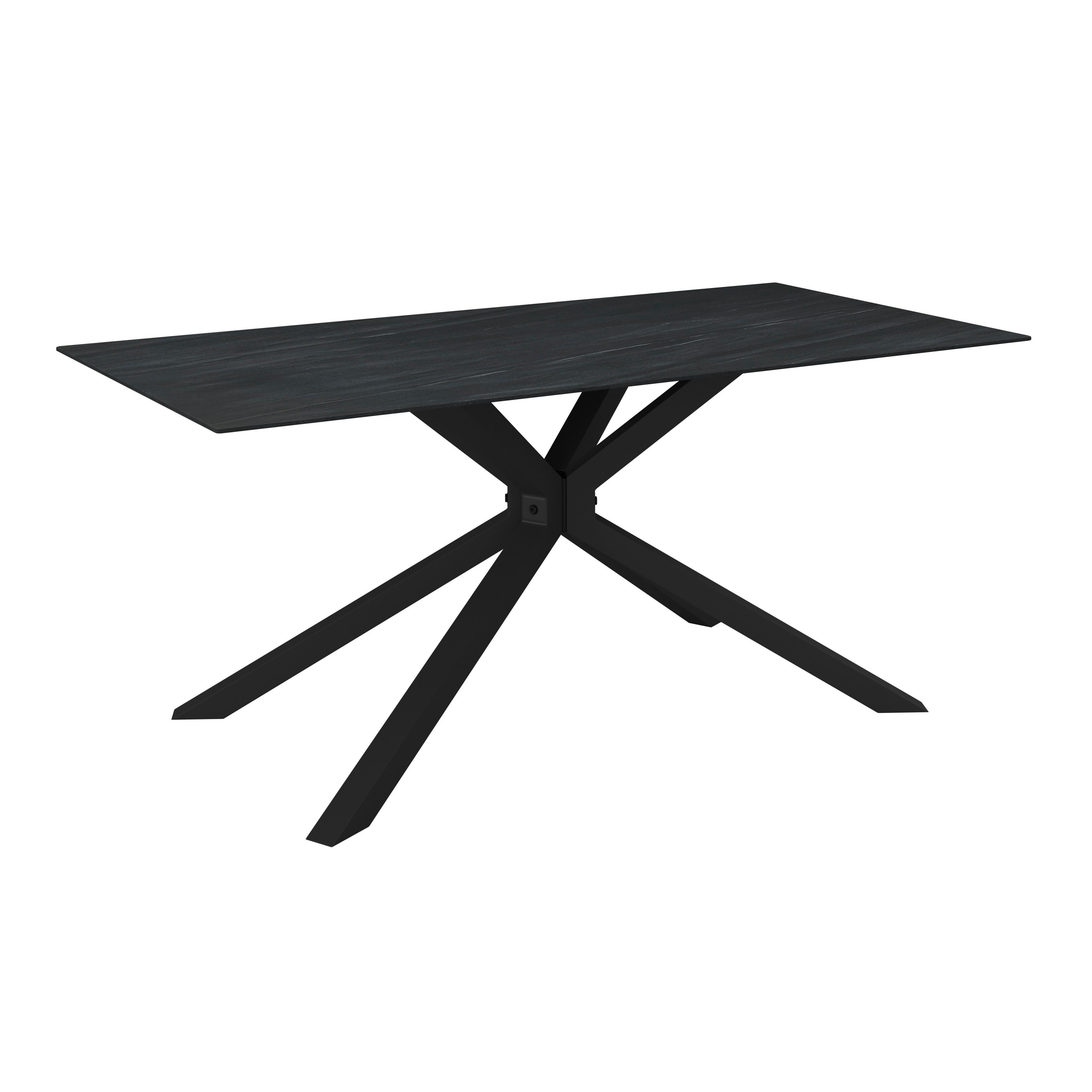 Esstisch Livan Dunkelgrau Keramik ca. 180x90x76 cm - Dunkelgrau/Schwarz, MODERN, Stein/Metall (180/76/90cm) - Bessagi Home