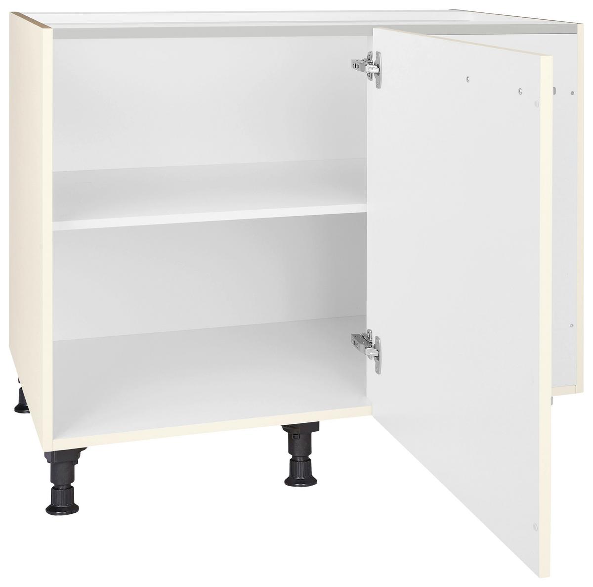 Eckunterschrank Touch Magnolie - Edelstahlfarben/Magnolie, MODERN, Holzwerkstoff/Metall (125/87/65cm) - Nobilia