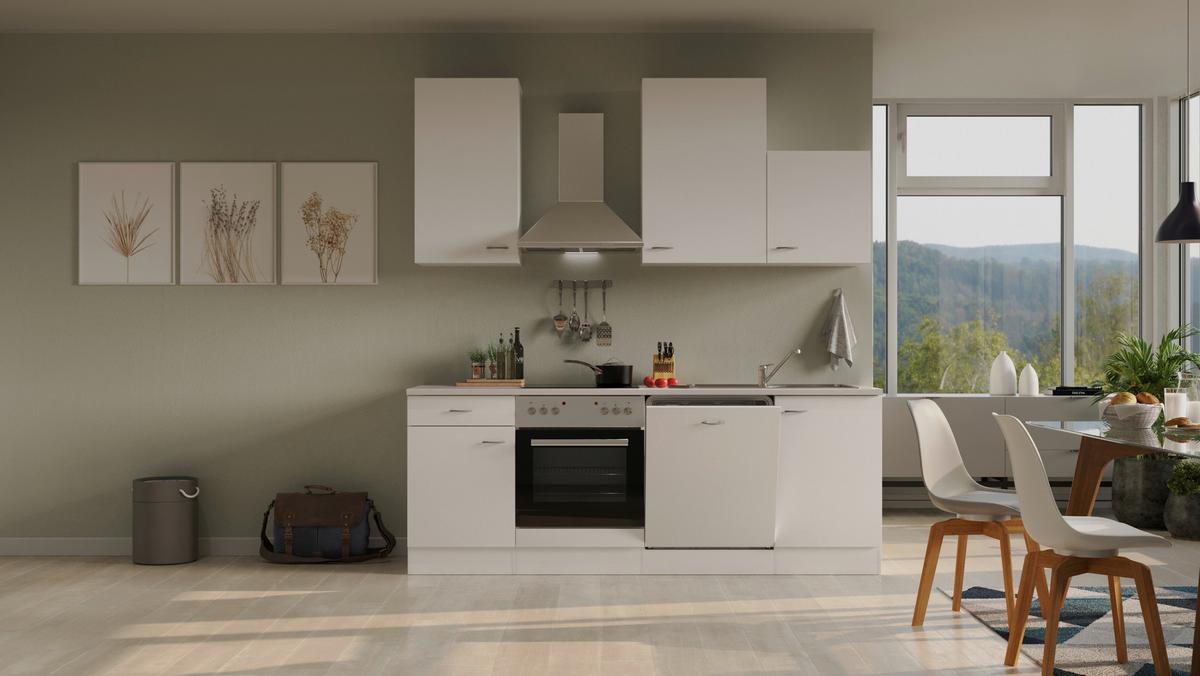 Kuhinjski Blok Z Aparati Wito, Bela - barve nerjavečega jekla/bela, Moderno, umetna masa/leseni material (220cm) - FlexWell