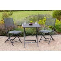 BALKONSET SAMOS SET 3TLG. - Graphitfarben, MODERN, Metall - Gardenson