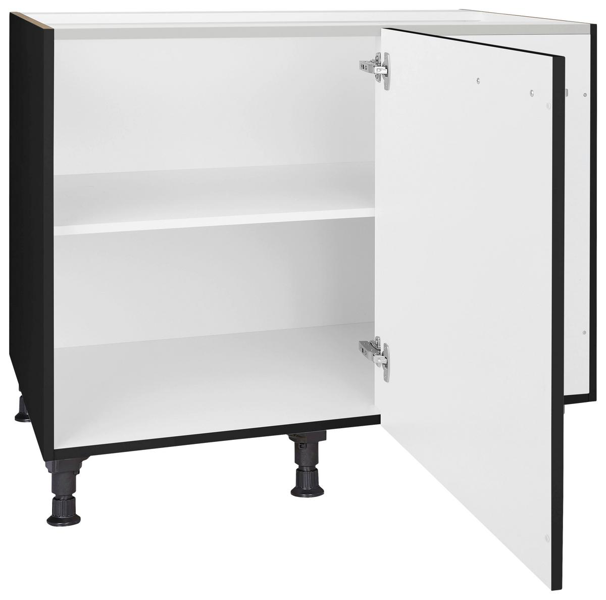 Eckunterschrank Touch Schwarz - Edelstahlfarben/Schwarz, MODERN, Holzwerkstoff/Metall (125/87/65cm) - Nobilia