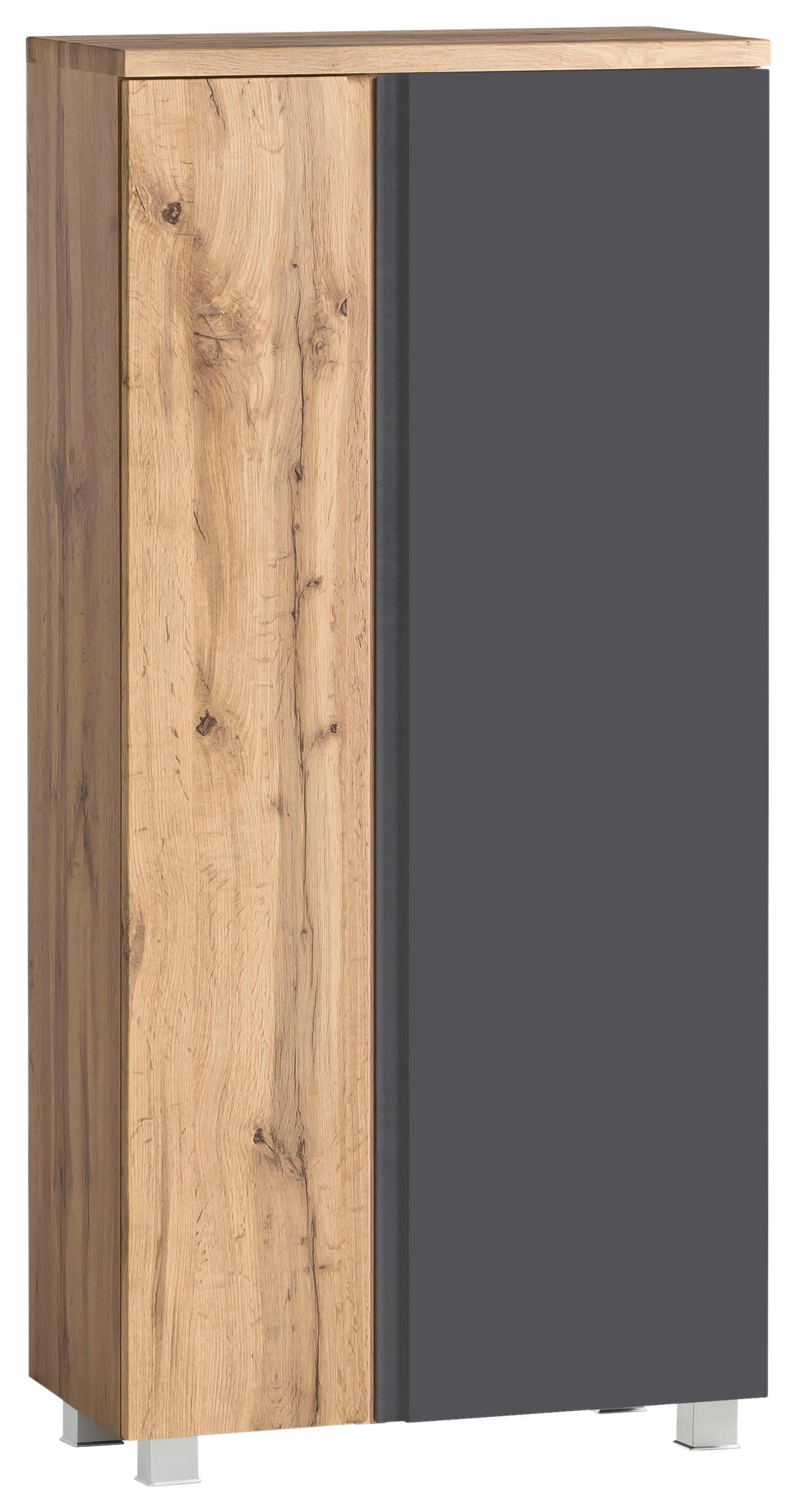 Midischrank Varese ca. 65x130 cm Grau/Eiche - Eiche Wotan/Grau, MODERN, Holzwerkstoff (65/130/35cm) - Held