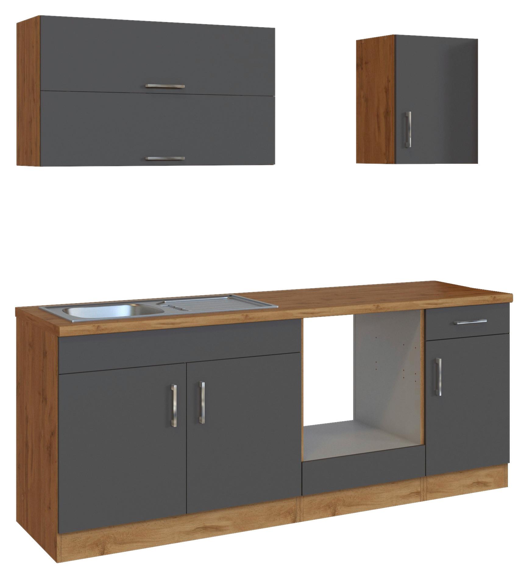 Küchenleerblock 'Sorrento' , Anthrazit - Chromfarben/Anthrazit, MODERN, Holzwerkstoff/Metall (210cm) - Held