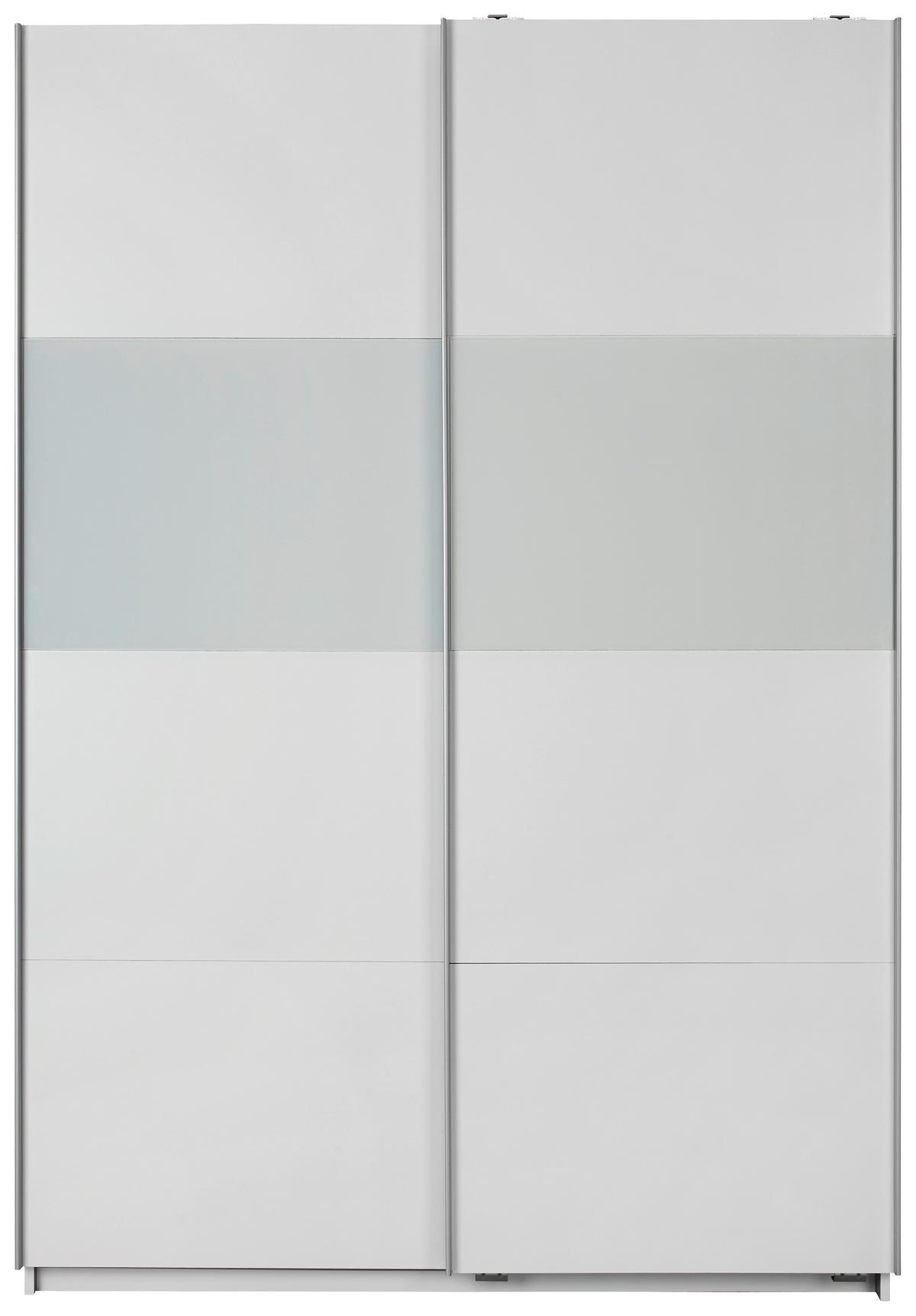Schwebetürenschrank in Weiß - Alufarben/Weiß, KONVENTIONELL, Holzwerkstoff/Metall (135/200/64cm) - Mömax