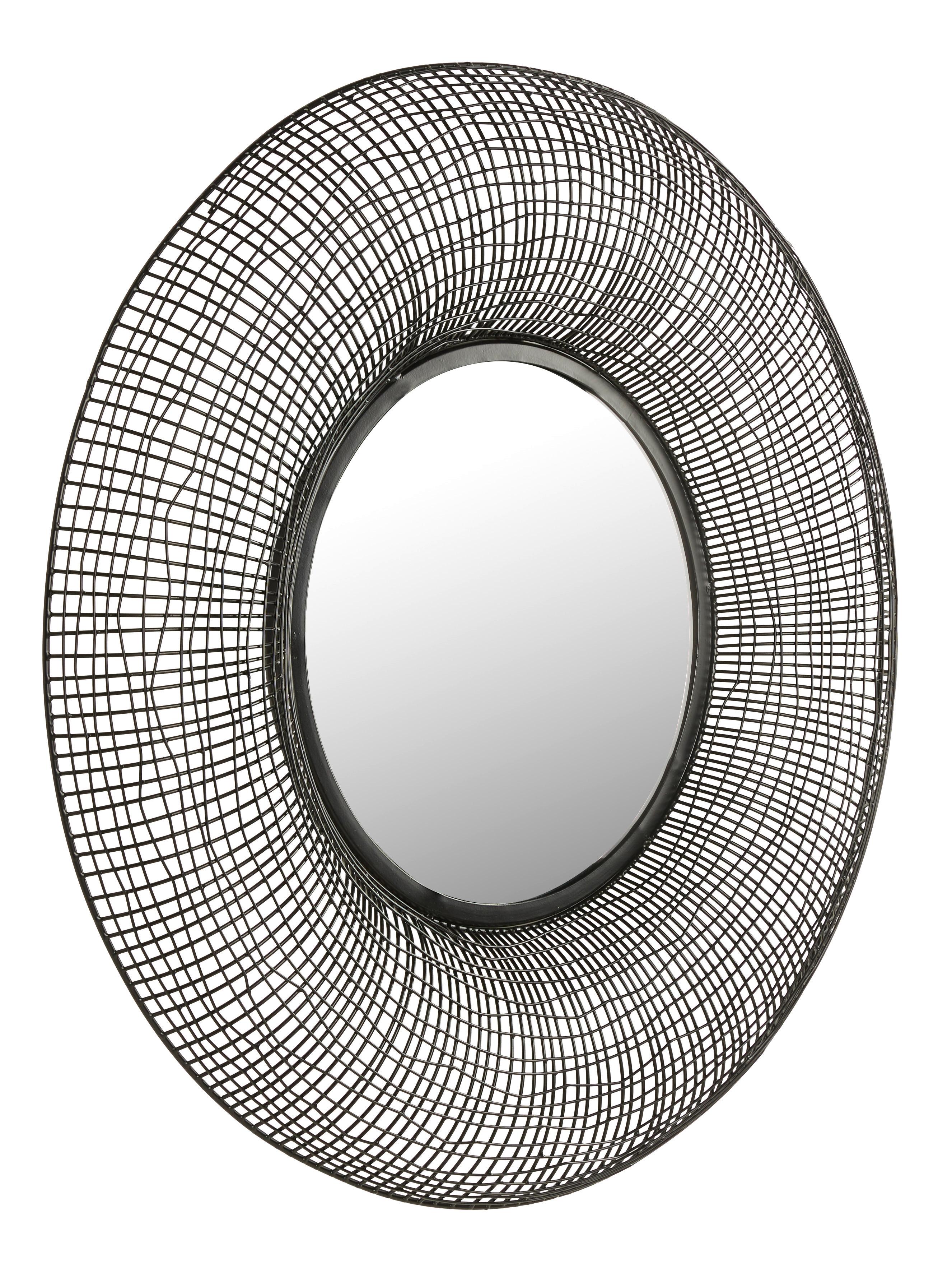 Ogledalo Zidno Amon -Trend- - crna, Modern, staklo/drvni materijal (79cm) - Premium Living