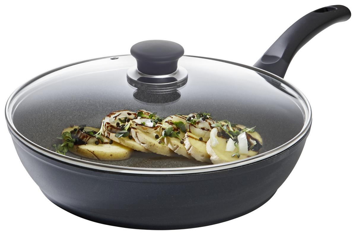 PATELNIA DO DUSZENIA BALLARINI - czarny, Basics, metal/szkło (28cm) - Ballarini