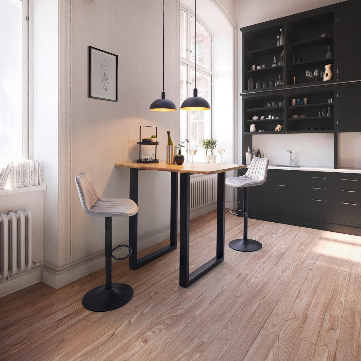 STÓŁ BAROWY FINN - kolor akacjowy/czarny, Modern, metal/drewno (120/80/105cm) - Bessagi Home