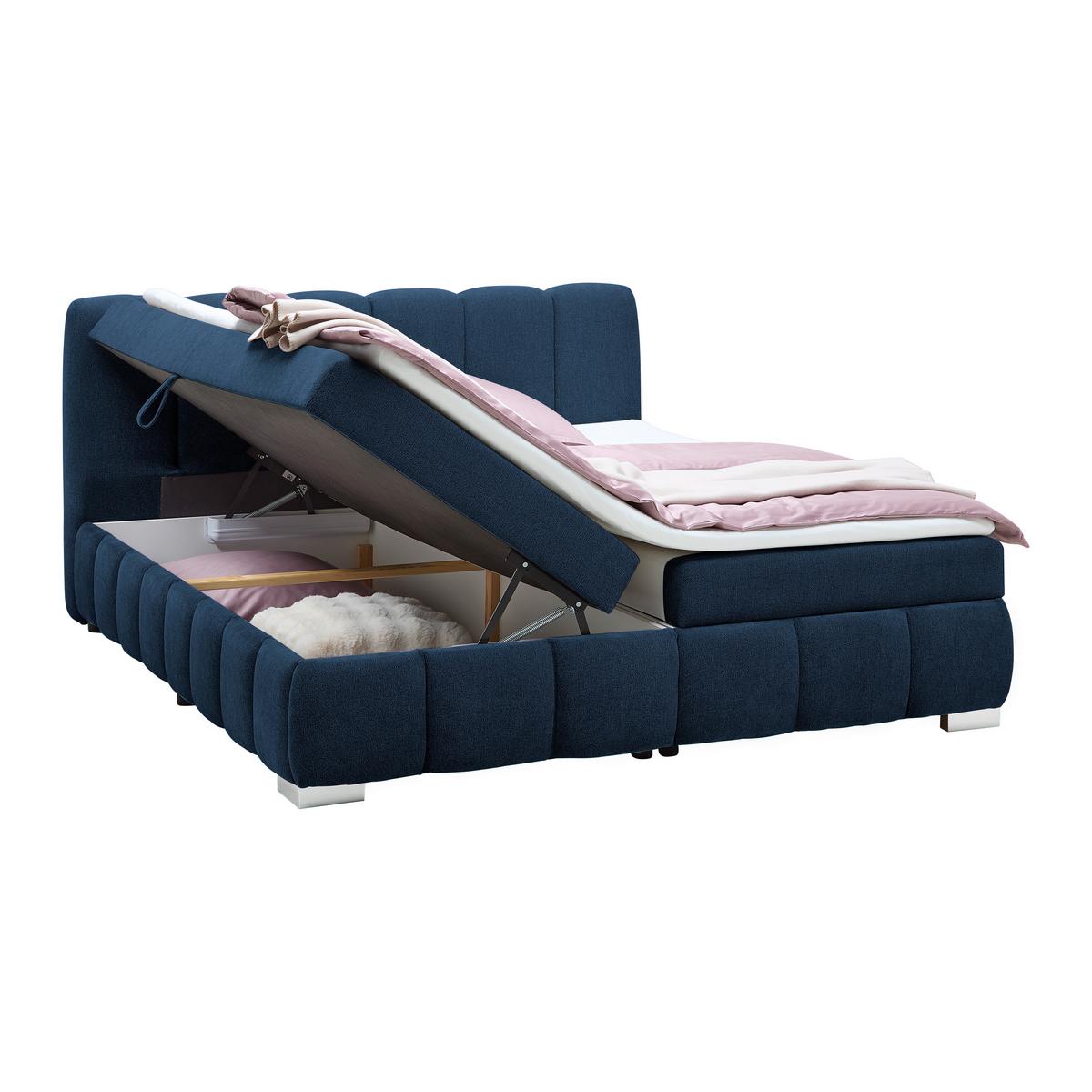 Boxbett Elaris Blau ca. 160x200cm - Blau/Chromfarben, KONVENTIONELL, Kunststoff/Textil (160/200cm) - Mömax