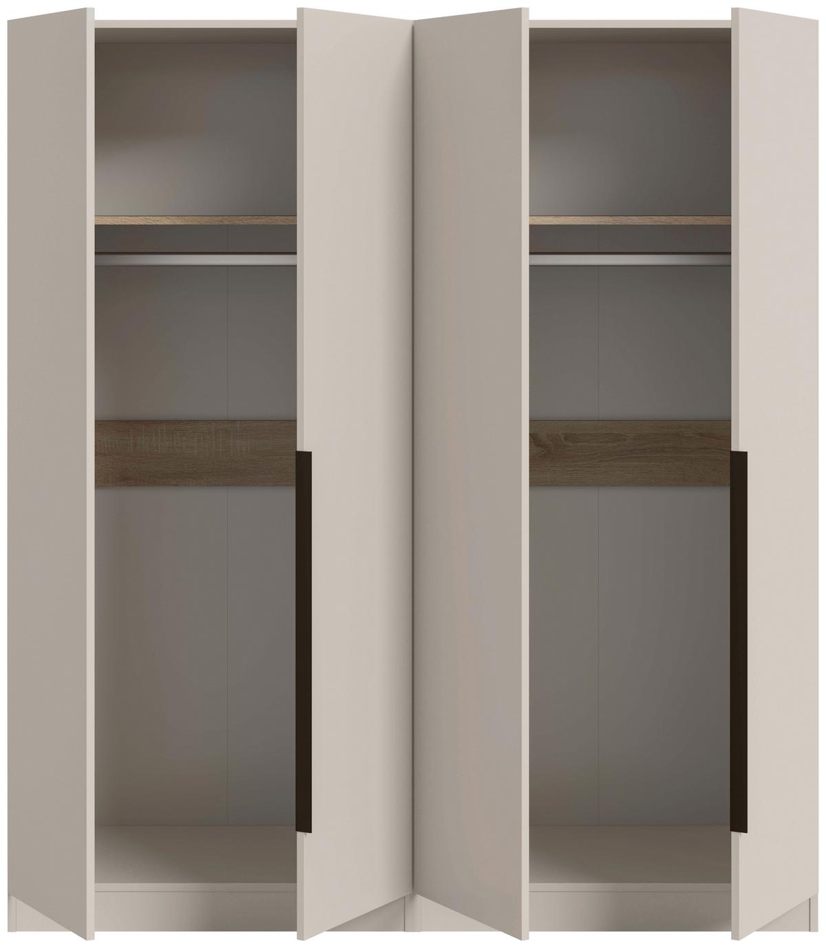 Drehtürnschrank KOPENHAGEN Kaschmir - Kaschmir/Schwarz, MODERN, Holzwerkstoff/Kunststoff (160/181/52cm) - Livetastic