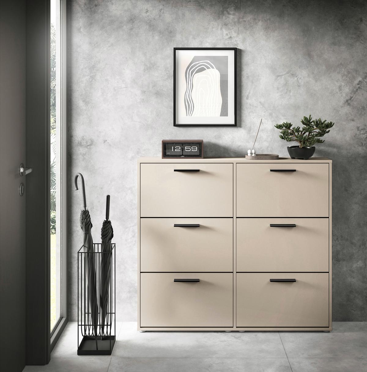 SZAFKA UCHYLNA NA BUTY SAM - czarny/kaszmir, Design, materiał drewnopochodny/tworzywo sztuczne (116/103/17cm) - Carryhome