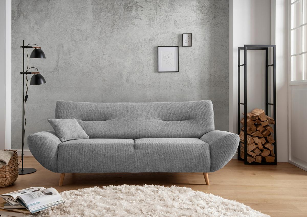 3-Sitzer-Sofa Drago Silberfarben Chenille - Wildeiche/Silberfarben, MODERN, Holz/Textil (205/81/90cm) - MID.YOU