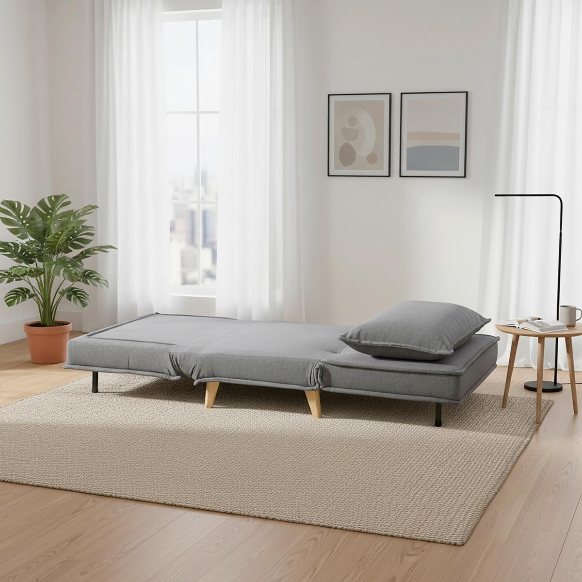 Fotoliu extensibil LAYLA - gri închis, Modern, lemn/textil (104/92/84cm) - Bessagi Home