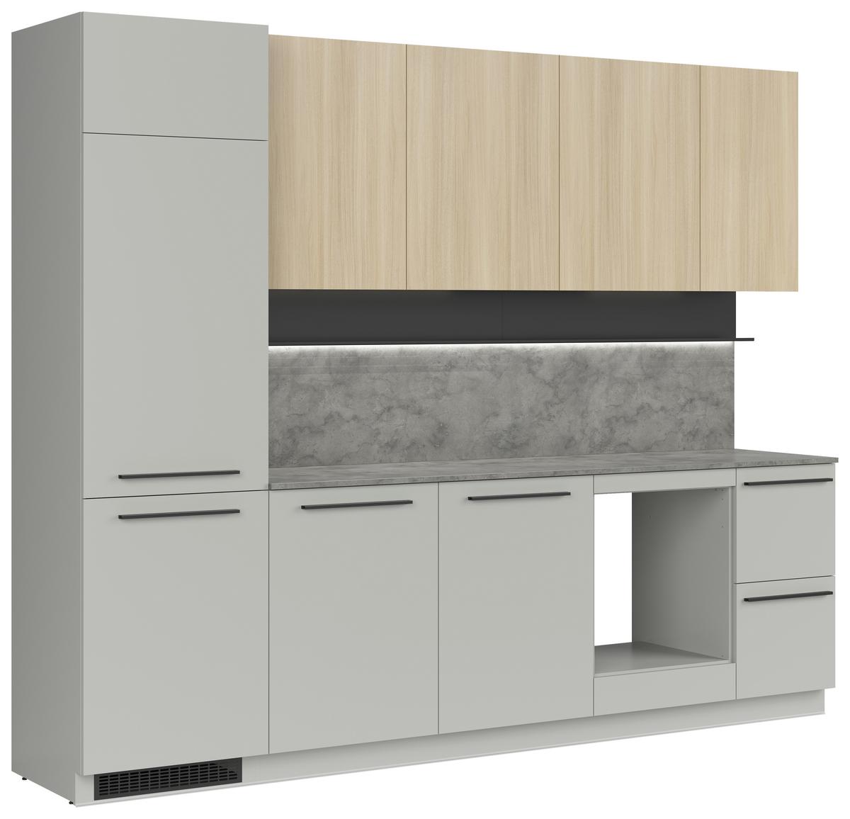 Küchenblock Milino o. Geräte Eichefarben - Eichefarben/Graphitfarben, Basics, Holzwerkstoff/Kunststoff (285cm) - Visiona