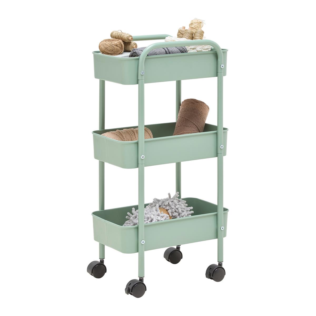 Cărucior universal depozitare FLORIAN - verde, Modern, plastic/metal (35,5/69,7/22cm) - Modern Living