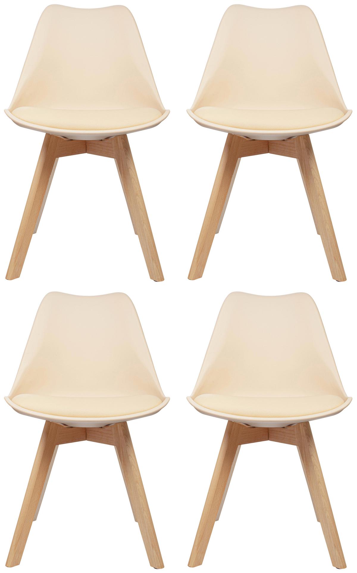 Set Stolov Scandi, Bež, Bukev, 4-Delni - barve bukve/bež, Moderno, tekstil/les (48/87/56cm) - MID.YOU