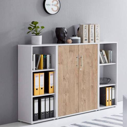 Aktenschrank Office Edition Sw Set 2 Grau/Eichefarben - Eichefarben/Grau, MODERN, Holzwerkstoff (173/114/33cm) - MID.YOU