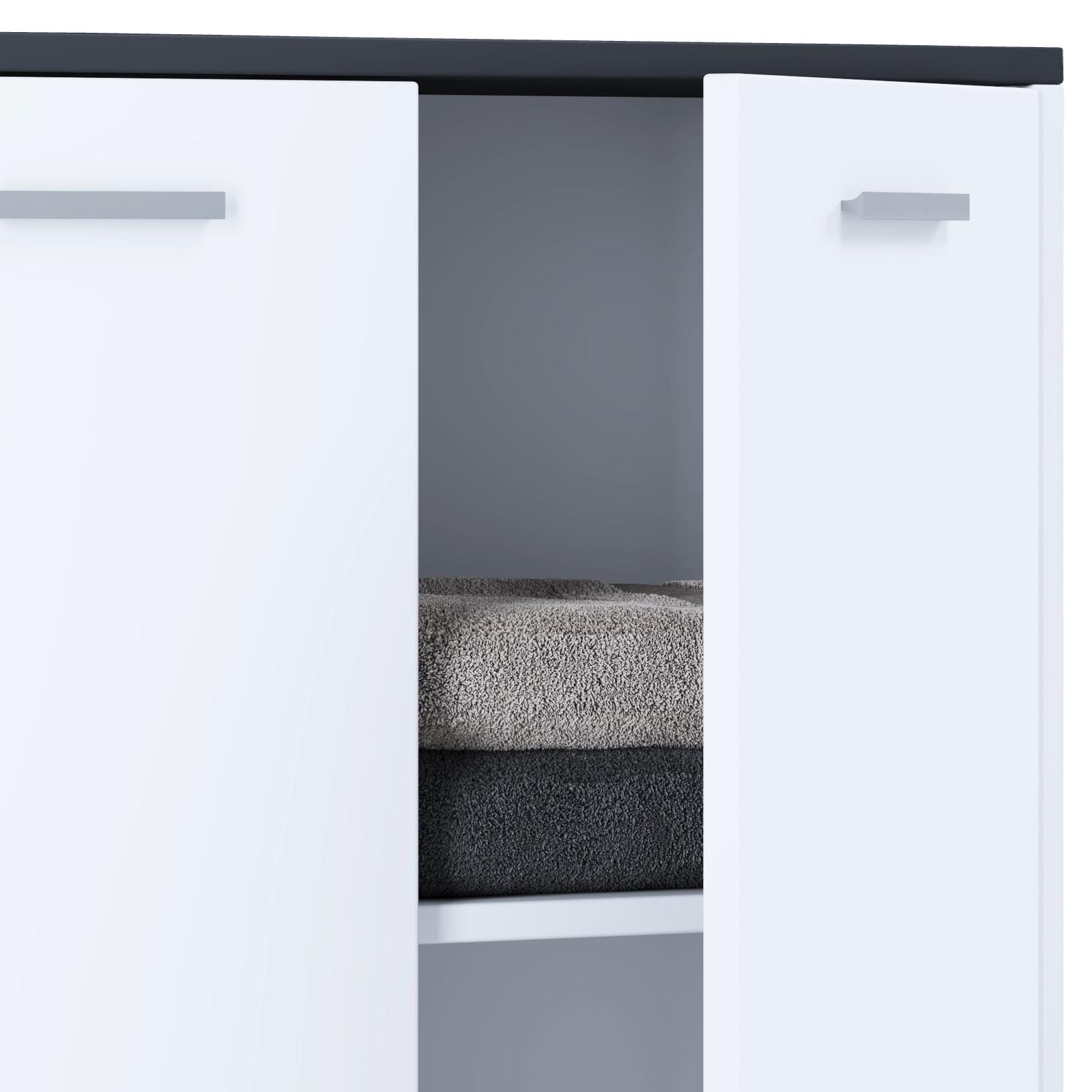 Kommode Landos ca. 60 cm Anthrazit/Weiß - Anthrazit/Weiß, MODERN, Holzwerkstoff/Kunststoff (60/81/28cm) - MID.YOU