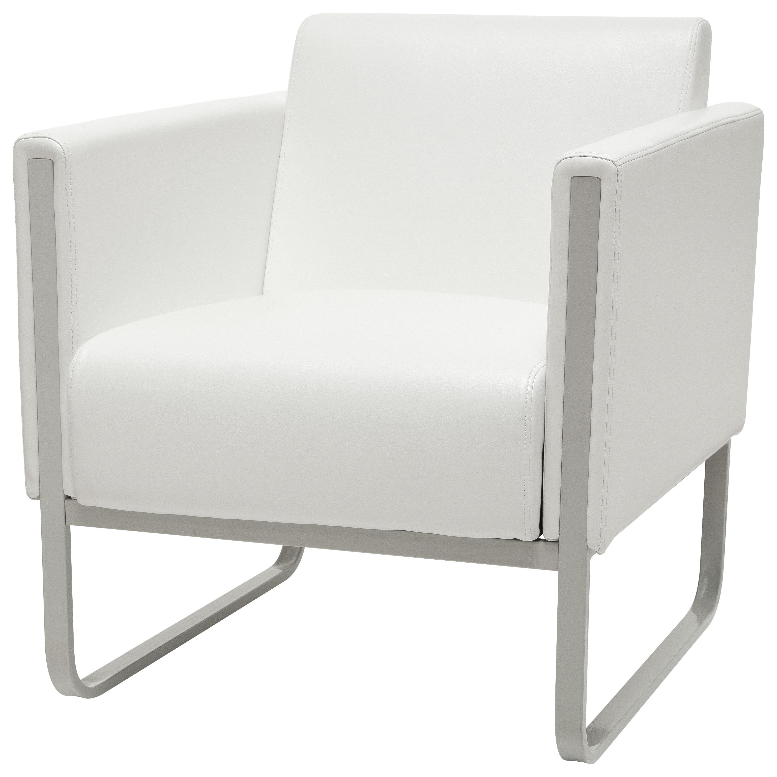 Fotelj Aruba, Bela - bela/svetlo siva, Moderno, kovina/tekstil (67/78/71cm) - MID.YOU