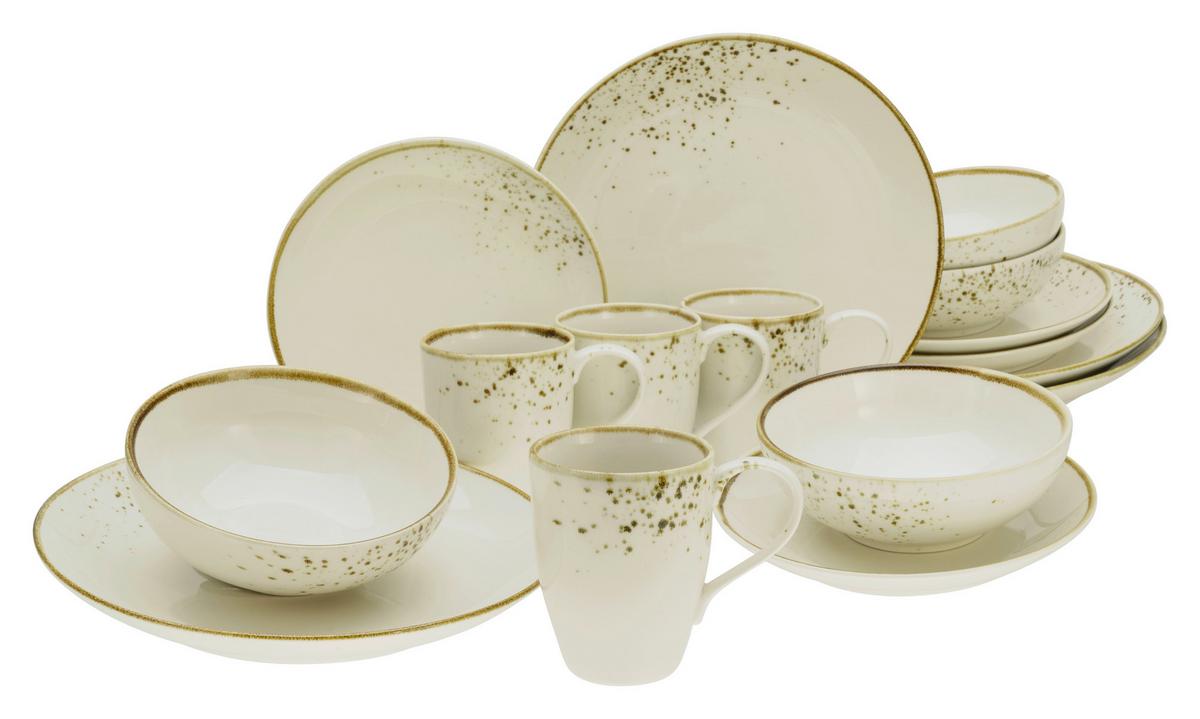 Kombinirani Servis Natural Living, 16-Delni - krem barve/bela, Basics, keramika - Creatable