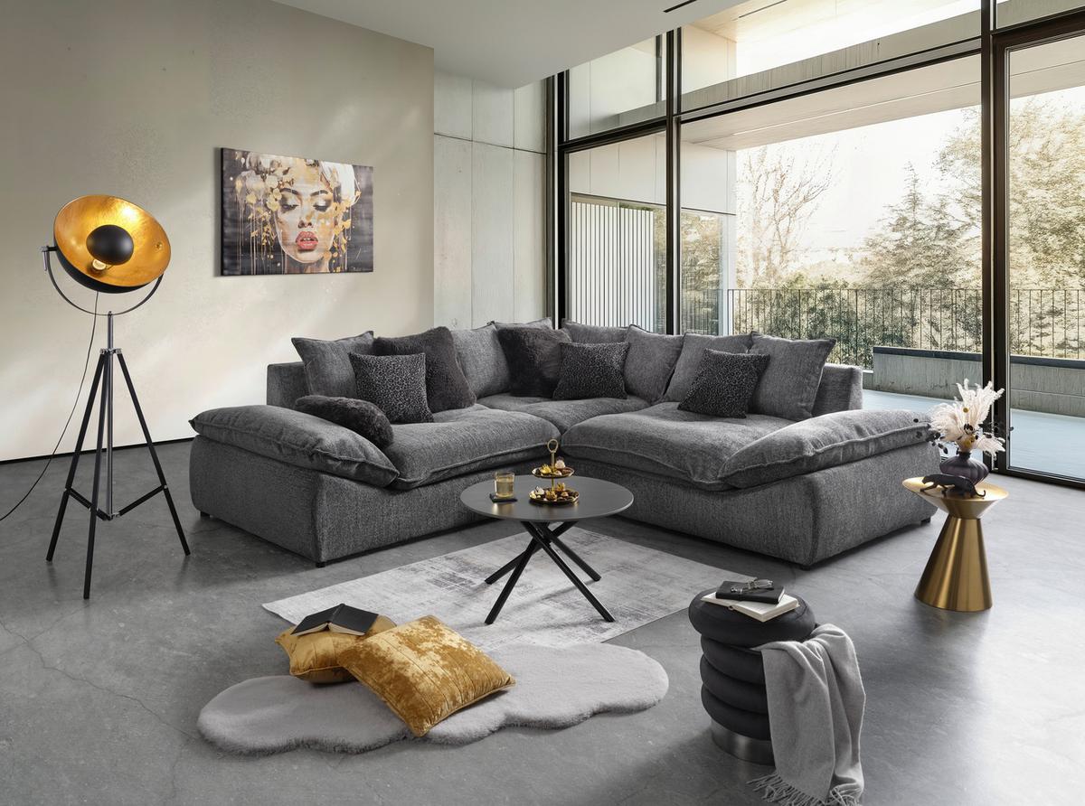 Wohnlandschaft Diun Dunkelgrau - Dunkelgrau/Anthrazit, Modern, Holz/Textil (278/76-90/278cm) - Mömax