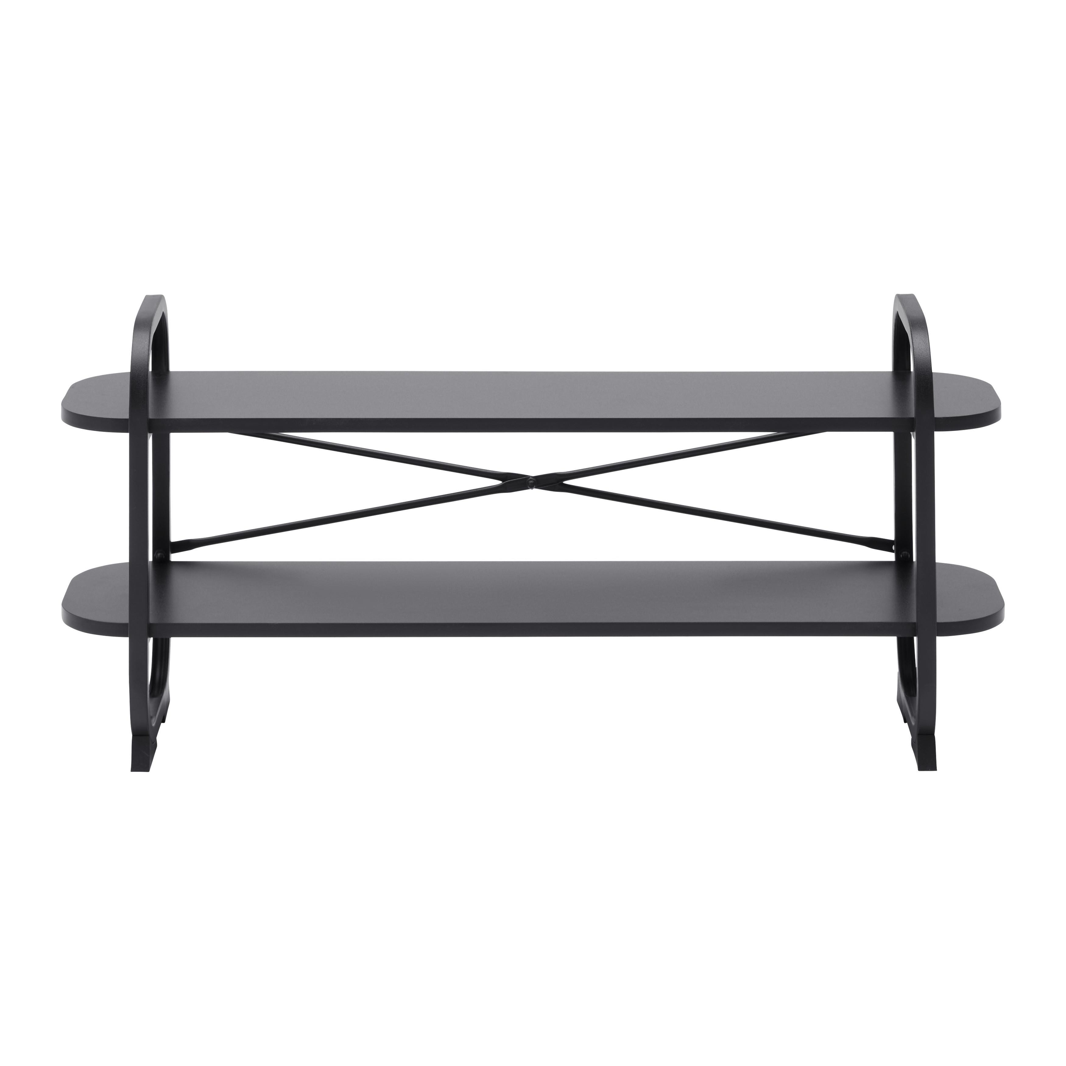 MEDIABÄNK BEND -EXKLUSIV- - svart, Modern, metall/trämaterial (100/44/27cm) - Mömax