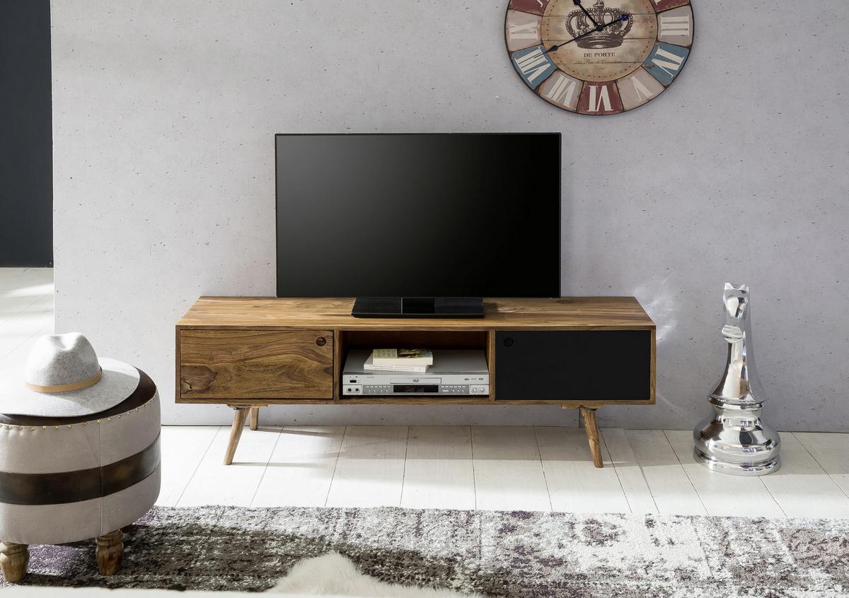 Lowboard Repa Sheesham ca. 140x45x35 cm Braun/Schwarz - Sheeshamfarben/Schwarz, Design, Holz (140/45/35cm) - MID.YOU