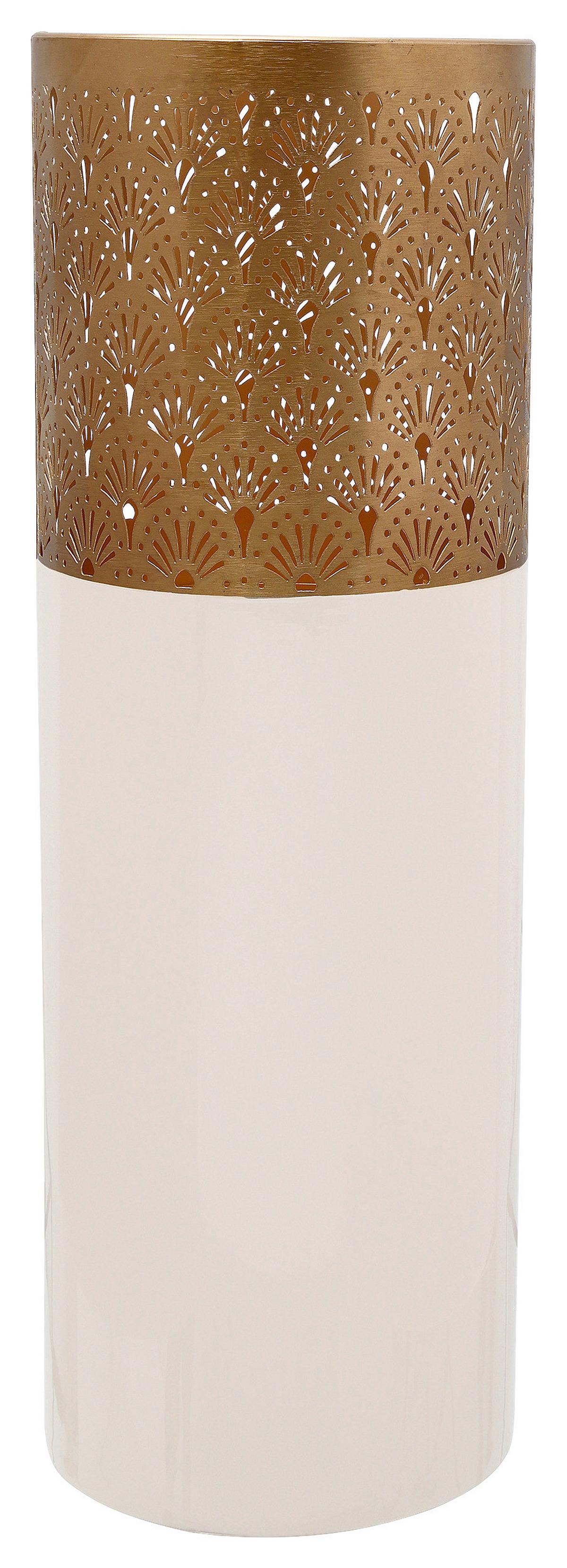 Bodenvase Art Deco Goldfarben/Hellrosa - Hellrosa/Goldfarben, Trend, Metall (20/60cm) - Kayoom
