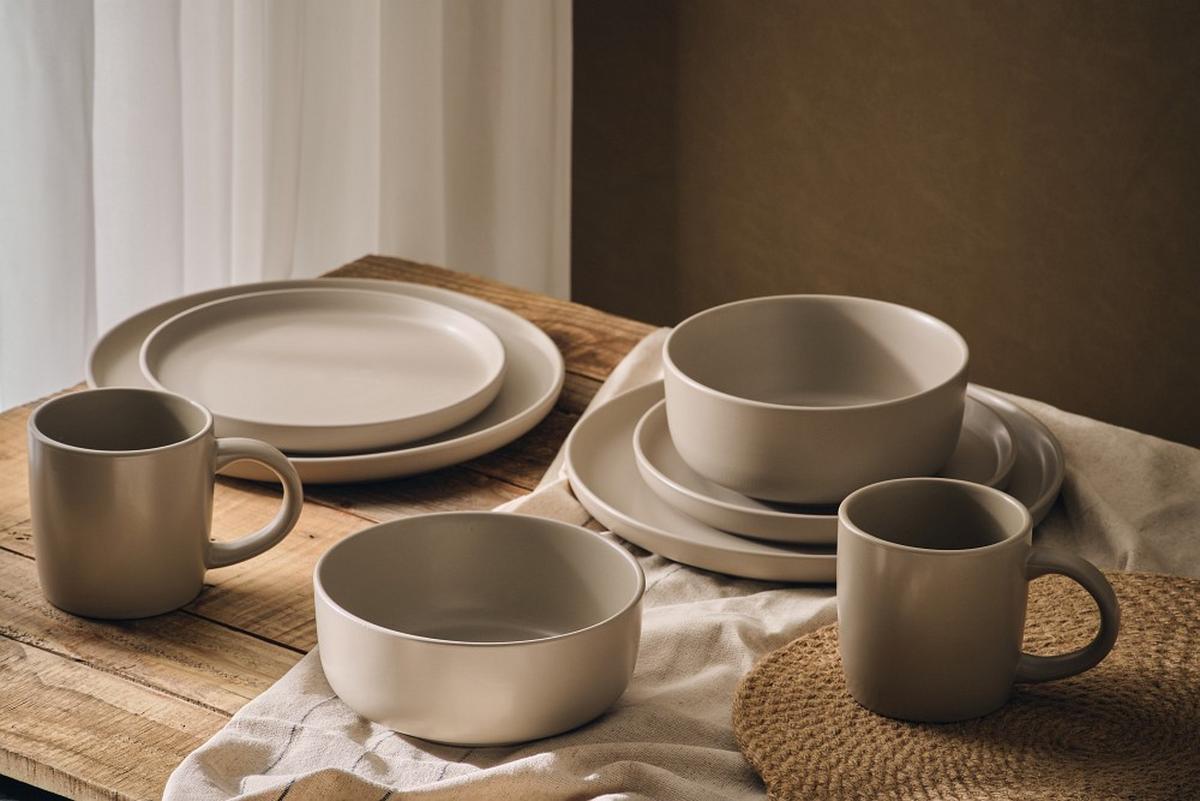 SERWIS OBIADOWO-ŚNIADANIOWY 21015 - taupe, Trend, ceramika - Novel