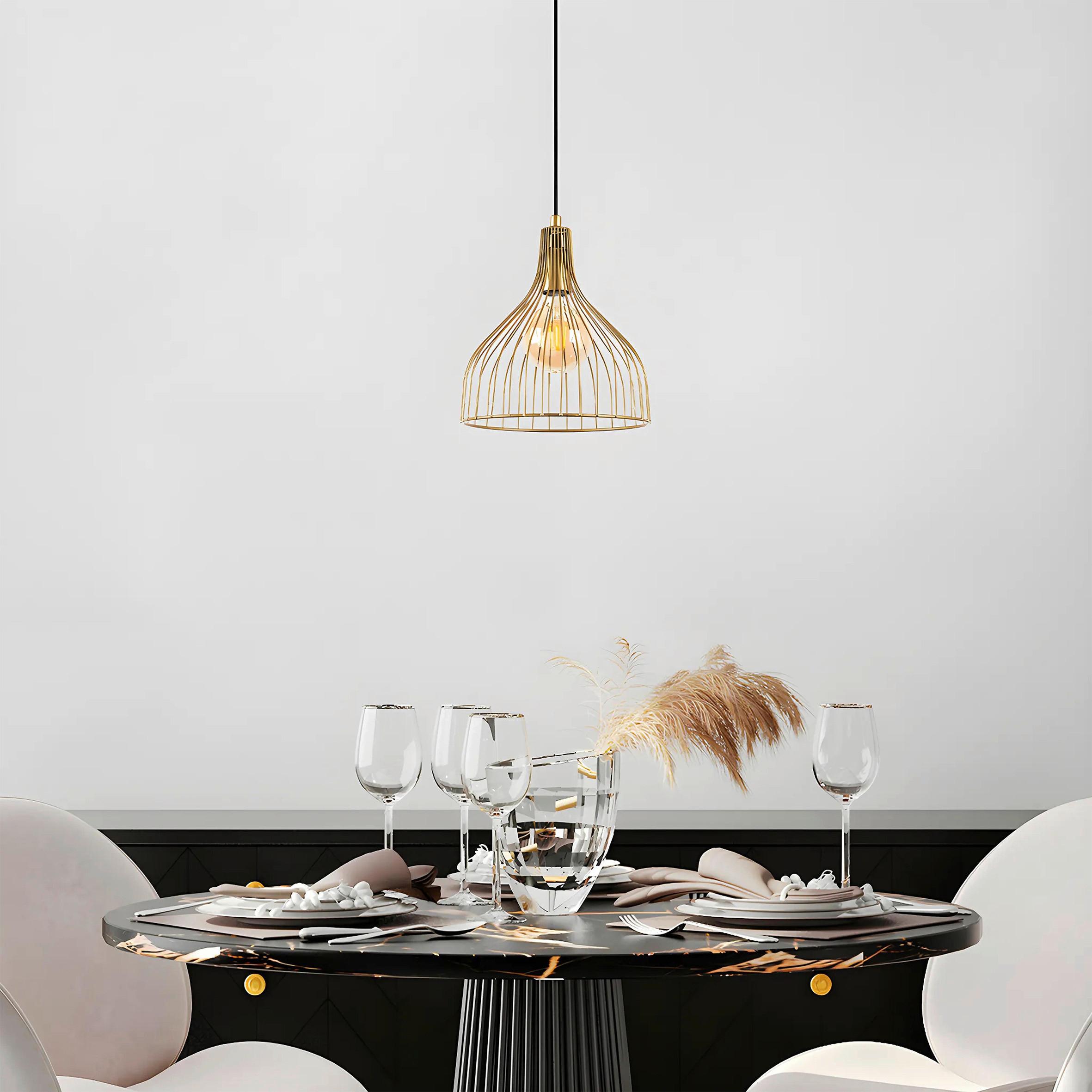 LAMPA WISZĄCA CAFU - 11566 - kolor złoty, Design, metal (25/123cm) - P & B