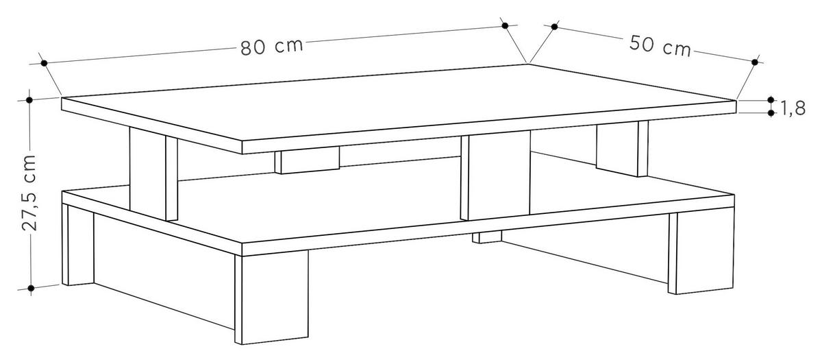 Couchtisch Mansu ca. 80x50x28 cm Weiß - Weiß, Design, Holzwerkstoff (80/50/28cm) - Livetastic