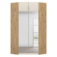 Drehtürenschrank Celle-Super Weiß/Eiche Artisan - Weiß/Eiche Artisan, KONVENTIONELL, Glas/Holzwerkstoff (117/197/117cm) - Mömax