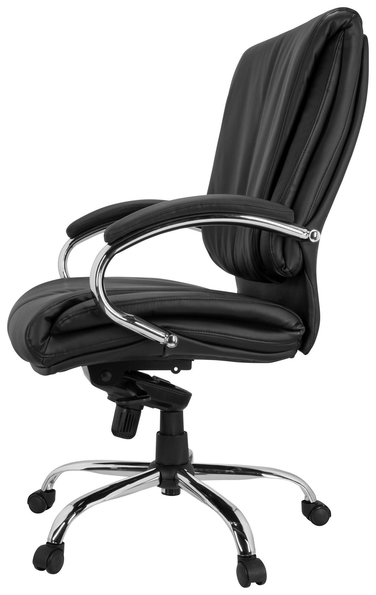 Pisarniški Stol Xxl H 100 Pu, Črna - srebrne barve/črna, Basics, kovina/umetna masa (66/113/70cm) - MID.YOU