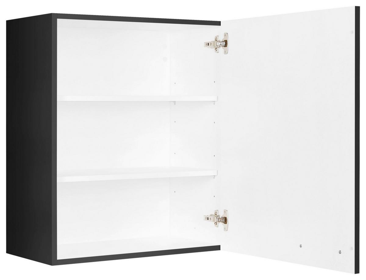 Küchenoberschrank Touch Schwarz - Edelstahlfarben/Schwarz, MODERN, Holzwerkstoff (60/72/35cm) - Nobilia