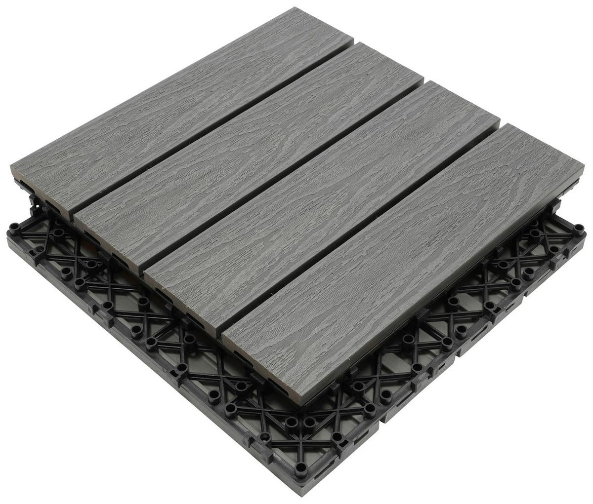 PŁYTKA TARASOWA PREMIUM 11ER SET - szary, materiał drewnopochodny (30/30/2,1cm) - Ambia Garden