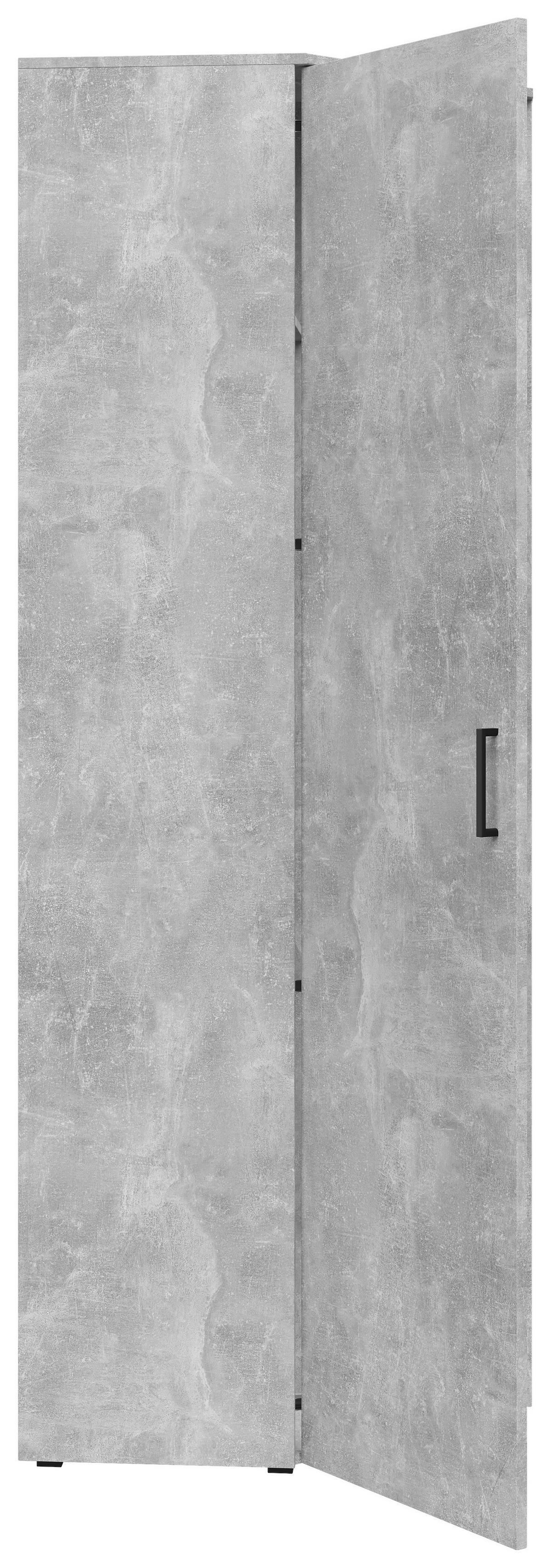 Eckschrank Multistauraum Betonoptik - Schwarz/Grau, MODERN, Holzwerkstoff/Kunststoff (71,5/195/71,5cm) - Mömax