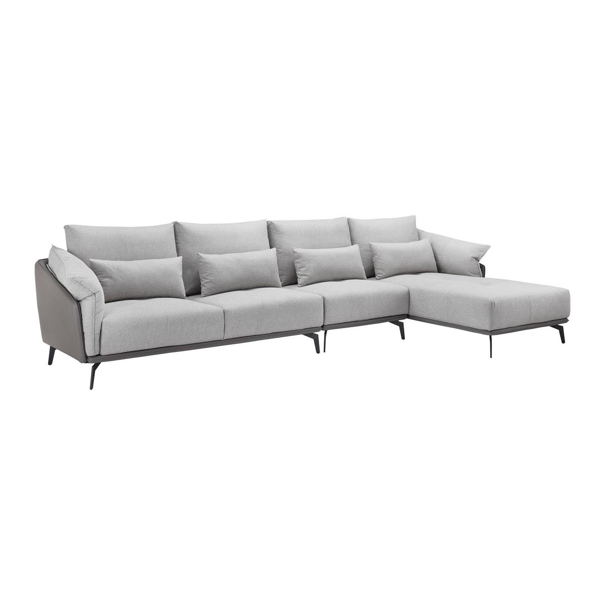 Canapea modulara ELICIA - gri deschis, Modern, lemn/metal (364/88/172cm) - Bessagi Home